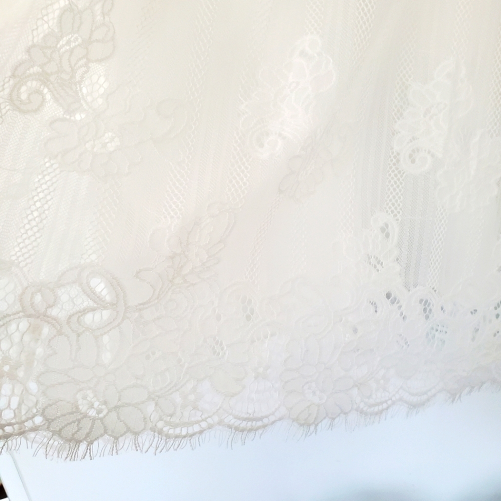 EVE & MADDIE XL White Lace Overlay Halter High Neck Sheer Top Crochet Romantic - Picture 4 of 13